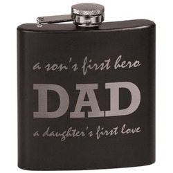 Father's Day Quotes & Sayings Black Flask Set (Personalized)