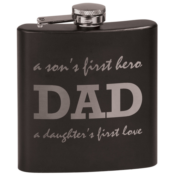 Custom Father's Day Quotes & Sayings Black Flask Set (Personalized)