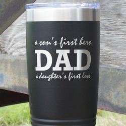 Father's Day Quotes & Sayings 20 oz Stainless Steel Tumbler - Black - Single Sided