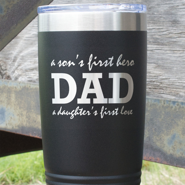 Father's Day Quotes & Sayings Black Polar Camel Tumbler - 20oz - Close Up