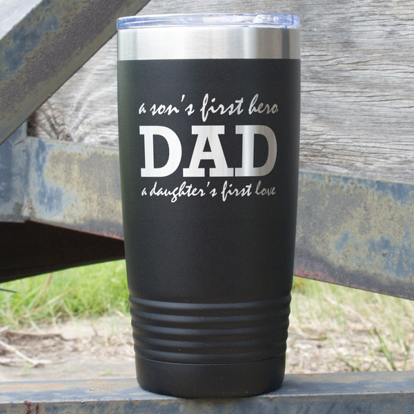 Custom Father's Day Quotes & Sayings 20 oz Stainless Steel Tumbler - Black - Double Sided
