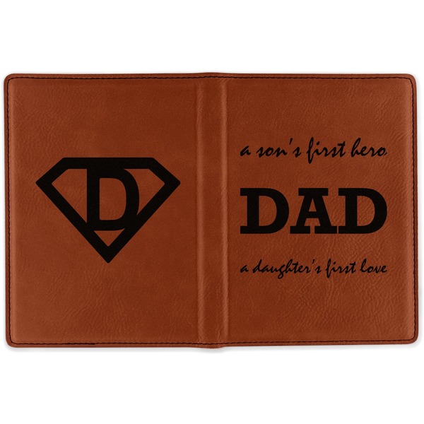 Father's Day Quotes & Sayings Cognac Leather Passport Holder Outside Double Sided - Apvl