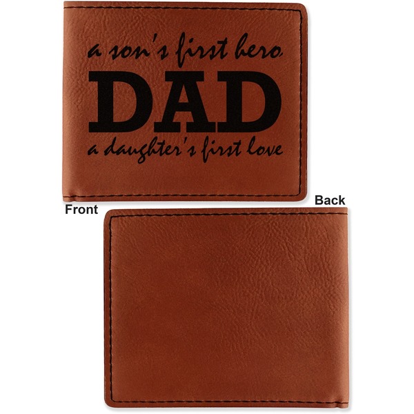 Father's Day Quotes & Sayings Cognac Leatherette Bifold Wallets - Front and Back Single Sided - Apvl