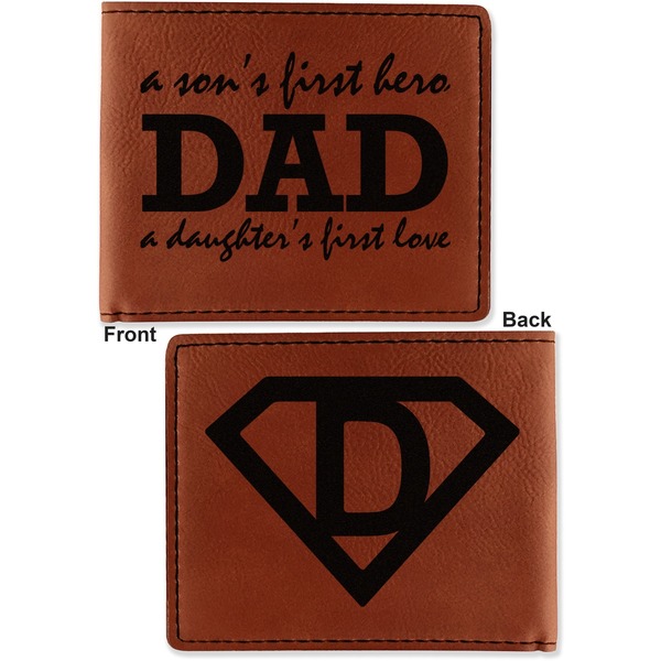 Father's Day Quotes & Sayings Cognac Leatherette Bifold Wallets - Front and Back