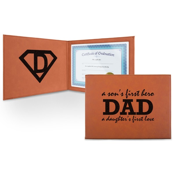 Custom Father's Day Quotes & Sayings Leatherette Certificate Holder - Front and Inside (Personalized)