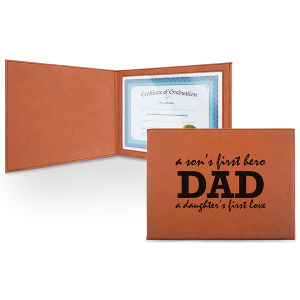 Custom Father's Day Quotes & Sayings Leatherette Certificate Holder - Front (Personalized)