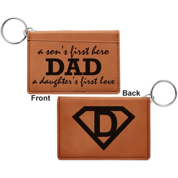 Father's Day Quotes & Sayings Cognac Leatherette Keychain ID Holders - Front and Back Apvl