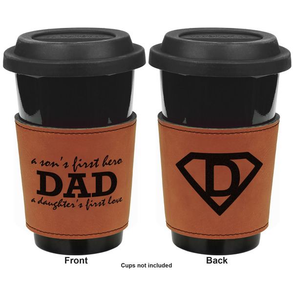Father's Day Quotes & Sayings Cognac Leatherette Mug Sleeve - Double Sided Apvl