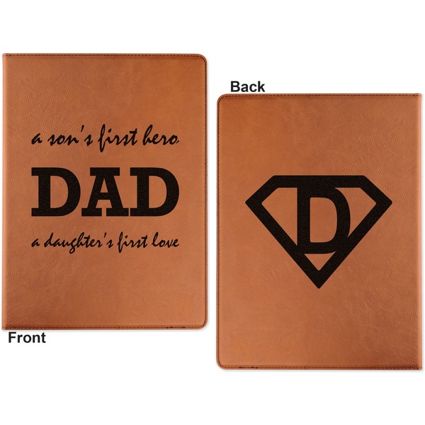 Father's Day Quotes & Sayings Cognac Leatherette Portfolios with Notepad - Large - Double Sided - Apvl
