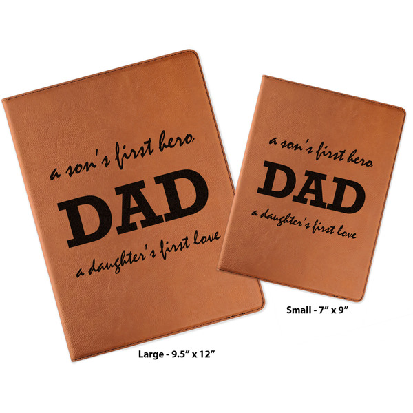 Father's Day Quotes & Sayings Cognac Leatherette Portfolios with Notepad - Compare Sizes