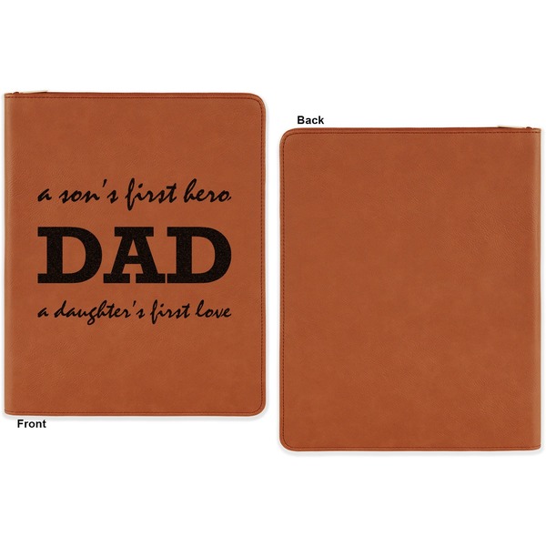 Father's Day Quotes & Sayings Cognac Leatherette Zipper Portfolios with Notepad - Single Sided - Apvl