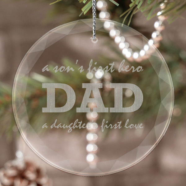 Custom Father's Day Quotes & Sayings Engraved Glass Ornament