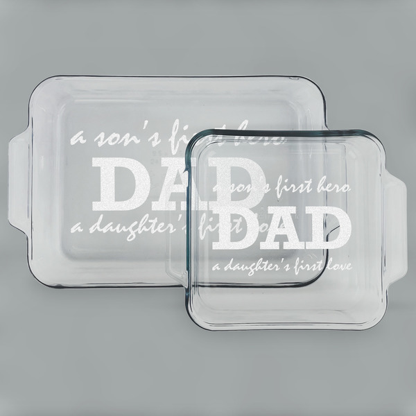 Custom Father's Day Quotes & Sayings Set of Glass Baking & Cake Dish - 13in x 9in & 8in x 8in