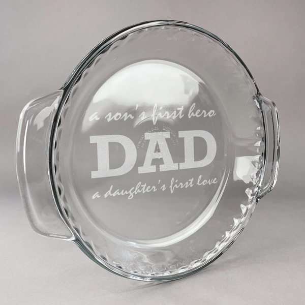 Custom Father's Day Quotes & Sayings Glass Pie Dish - 9.5in Round