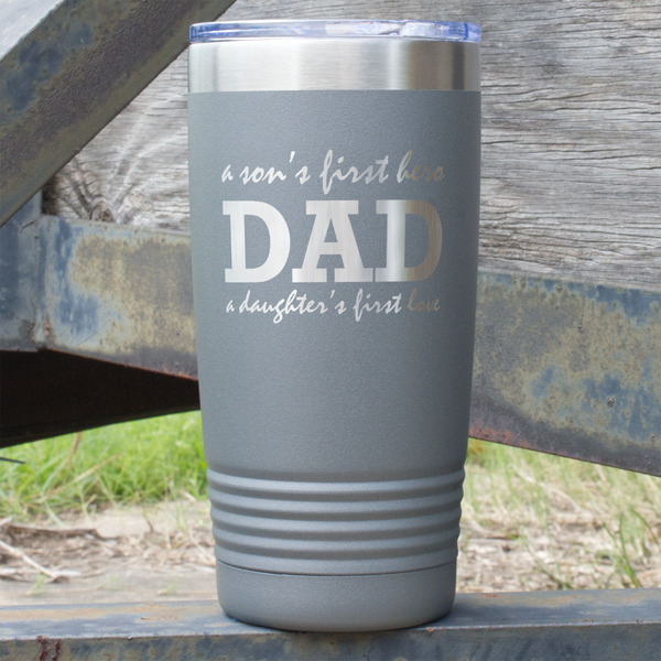 Custom Father's Day Quotes & Sayings 20 oz Stainless Steel Tumbler - Grey - Single Sided
