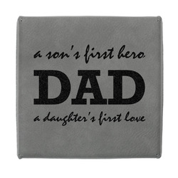 Father's Day Quotes & Sayings Jewelry Gift Box - Engraved Leather Lid