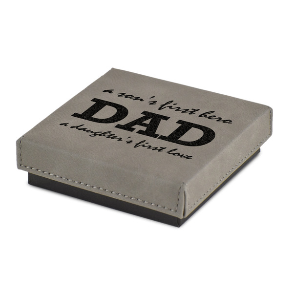 Custom Father's Day Quotes & Sayings Jewelry Gift Box - Engraved Leather Lid