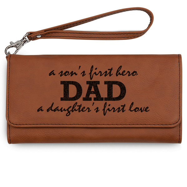 Custom Father's Day Quotes & Sayings Ladies Leatherette Wallet - Laser Engraved - Rawhide