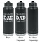 Father's Day Quotes & Sayings Laser Engraved Water Bottles - 2 Styles - Front & Back View