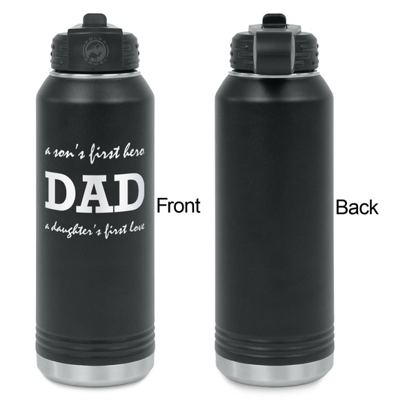 Father's Day Quotes & Sayings Laser Engraved Water Bottles - Front Engraving - Front & Back View
