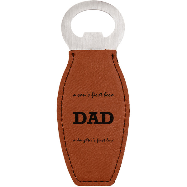 Custom Father's Day Quotes & Sayings Leatherette Bottle Opener - Double Sided