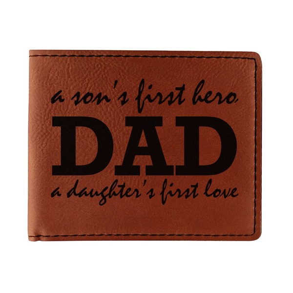 Custom Father's Day Quotes & Sayings Leatherette Bifold Wallet - Double Sided (Personalized)