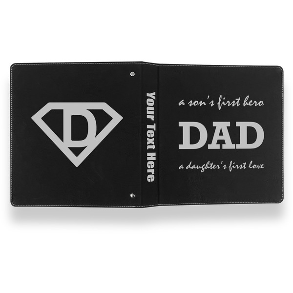 Father's Day Quotes & Sayings Leather Binder - 1" - Black- Back Spine Front View