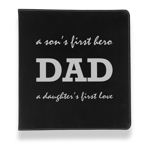 Father's Day Quotes & Sayings Leather Binder - 1" - Black - Front View
