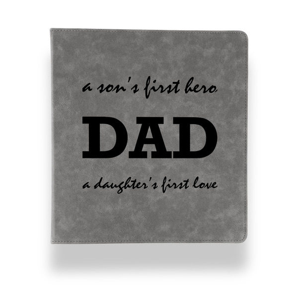 Custom Father's Day Quotes & Sayings Leather Binder - 1" - Grey