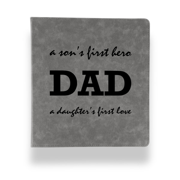 Father's Day Quotes & Sayings Leather Binder - 1" - Grey - Front View
