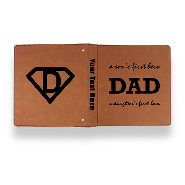 Father's Day Quotes & Sayings Leather Binder - 1" - Rawhide - Back Spine Front View