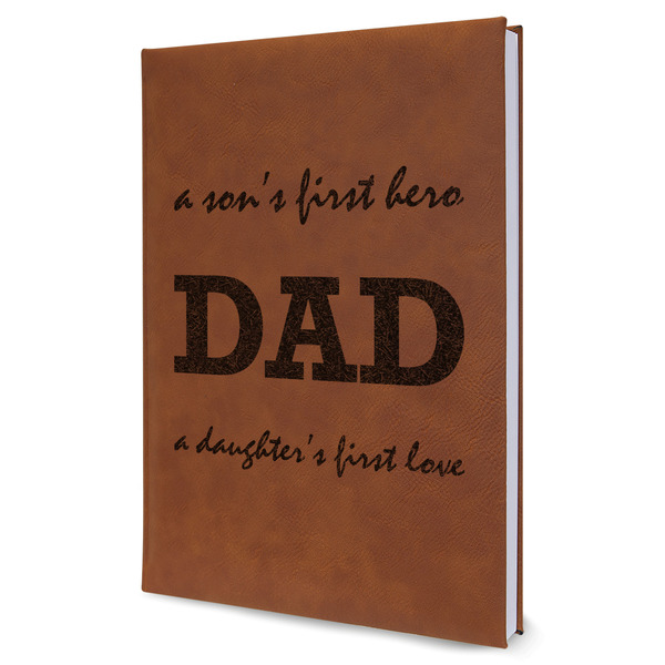 Custom Father's Day Quotes & Sayings Leather Sketchbook - Large - Double Sided