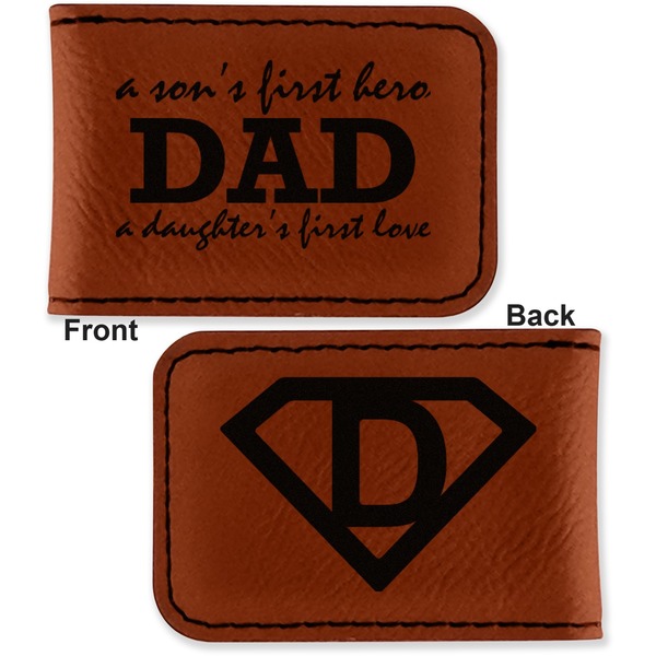 Father's Day Quotes & Sayings Leatherette Magnetic Money Clip - Front and Back