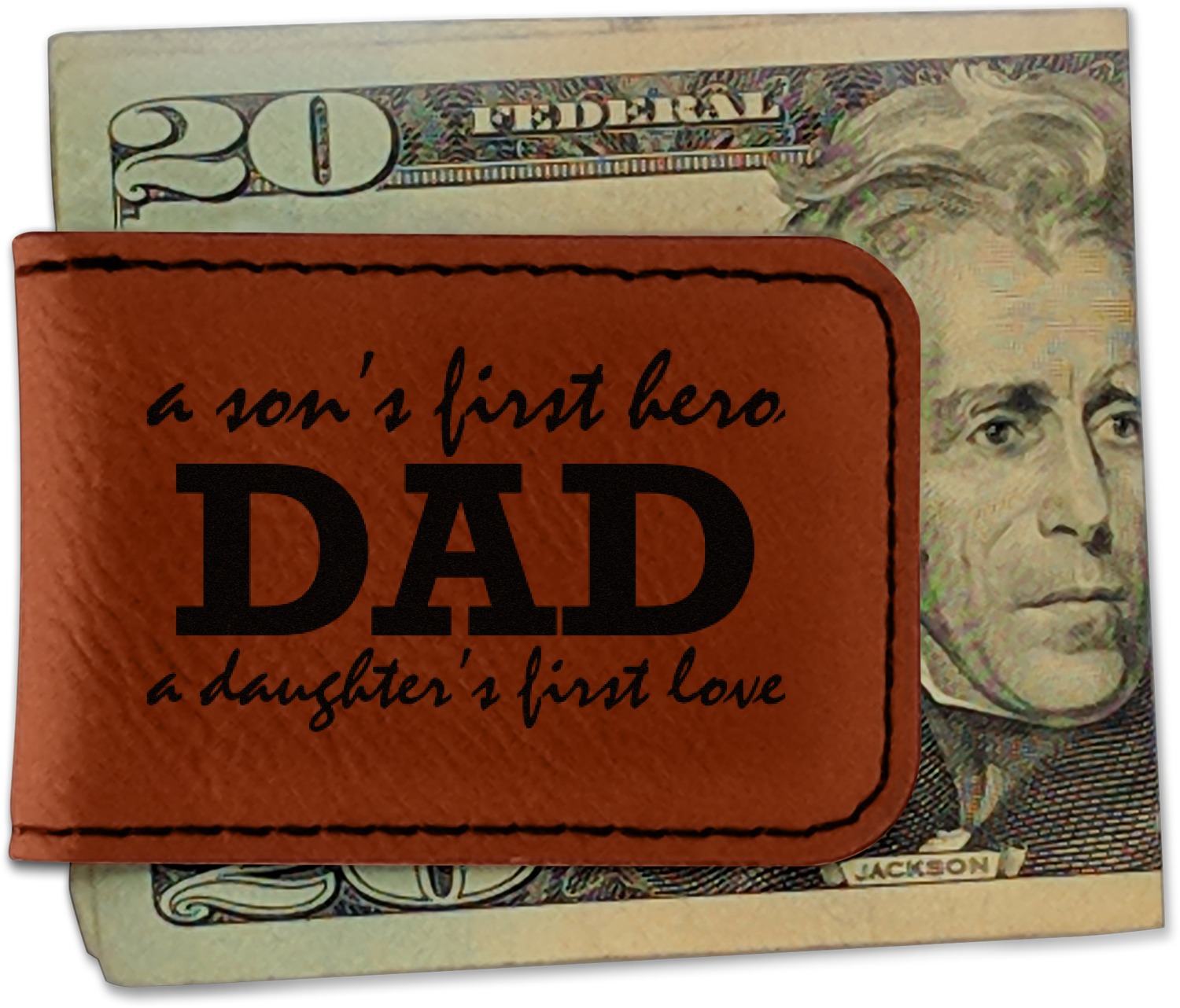 Father's Day Quotes & Sayings Leatherette Magnetic Money Clip (Personalized) - YouCustomizeIt