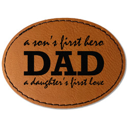 Father's Day Quotes & Sayings Faux Leather Iron On Patch - Oval