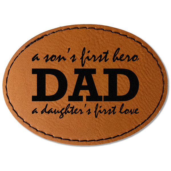 Custom Father's Day Quotes & Sayings Faux Leather Iron On Patch - Oval