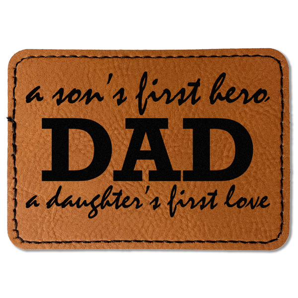 Custom Father's Day Quotes & Sayings Faux Leather Iron On Patch - Rectangle