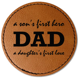 Father's Day Quotes & Sayings Faux Leather Iron On Patch - Round