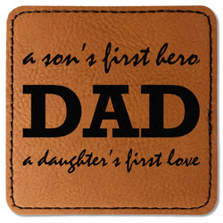 Father's Day Quotes & Sayings Faux Leather Iron On Patch - Square