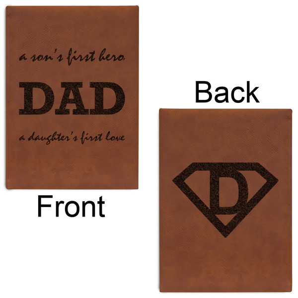 Father's Day Quotes & Sayings Leatherette Sketchbooks - Large - Double Sided - Front & Back View