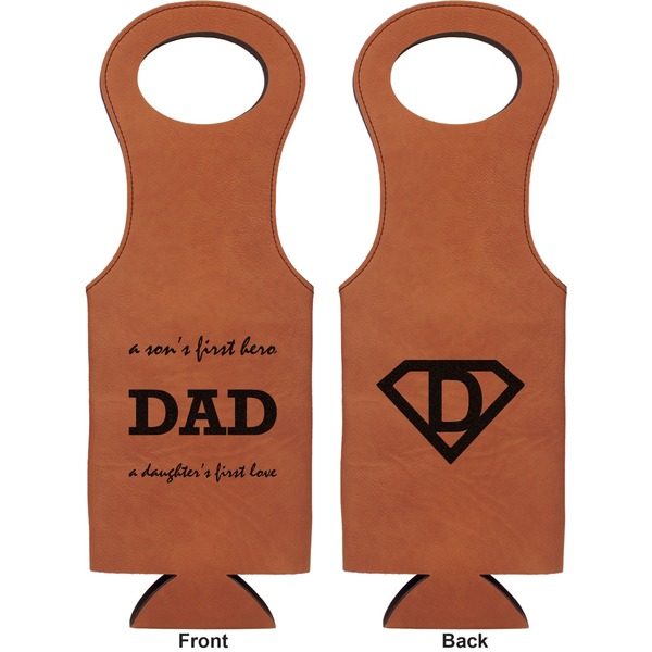 Father's Day Quotes & Sayings Leatherette Wine Tote Double Sided - Front and Back