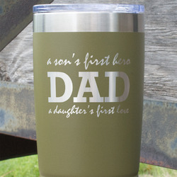 Father's Day Quotes & Sayings 20 oz Stainless Steel Tumbler - Olive - Single Sided