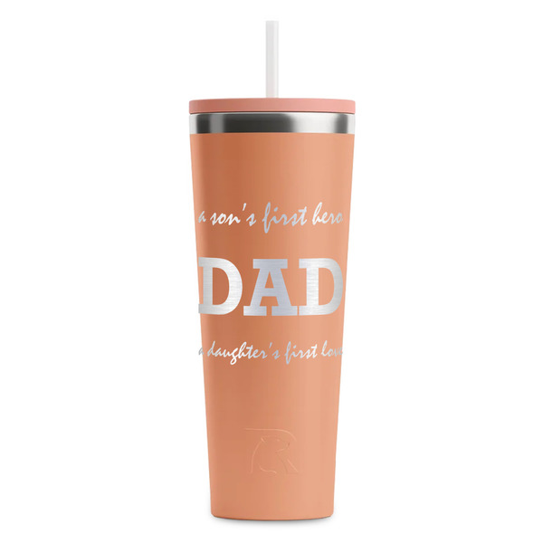 Custom Father's Day Quotes & Sayings RTIC Everyday Tumbler with Straw - 28oz - Peach - Single-Sided