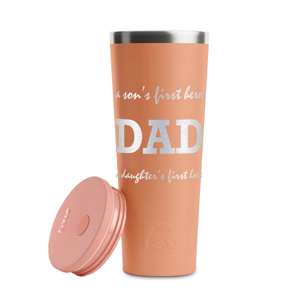 Father's Day Quotes & Sayings Peach RTIC Everyday Tumbler - 28 oz. - Lid Off