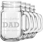 Father's Day Quotes & Sayings Mason Jar Mugs (Set of 4) (Personalized)