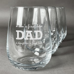 Father's Day Quotes & Sayings Stemless Wine Glasses (Set of 4) (Personalized)