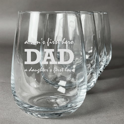 Father's Day Quotes & Sayings Stemless Wine Glasses (Set of 4) (Personalized)