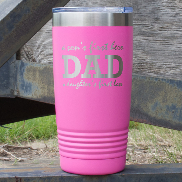 Custom Father's Day Quotes & Sayings 20 oz Stainless Steel Tumbler - Pink - Single Sided