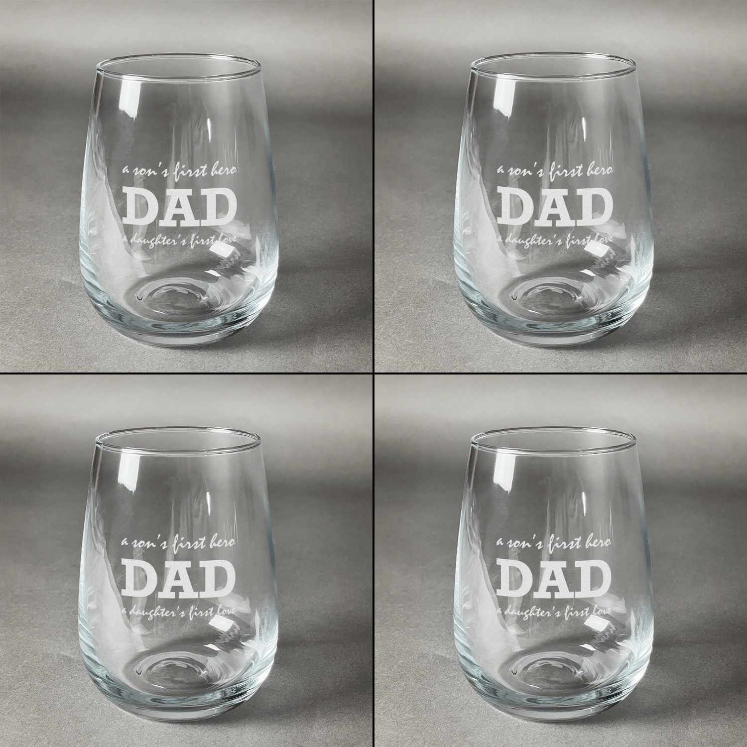 Father's Day Quotes & Sayings Stemless Wine Glasses (Set of 4