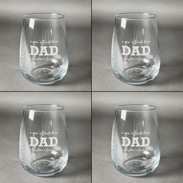 Father's Day Quotes & Sayings Set of Four Personalized Stemless Wineglasses (Approval)